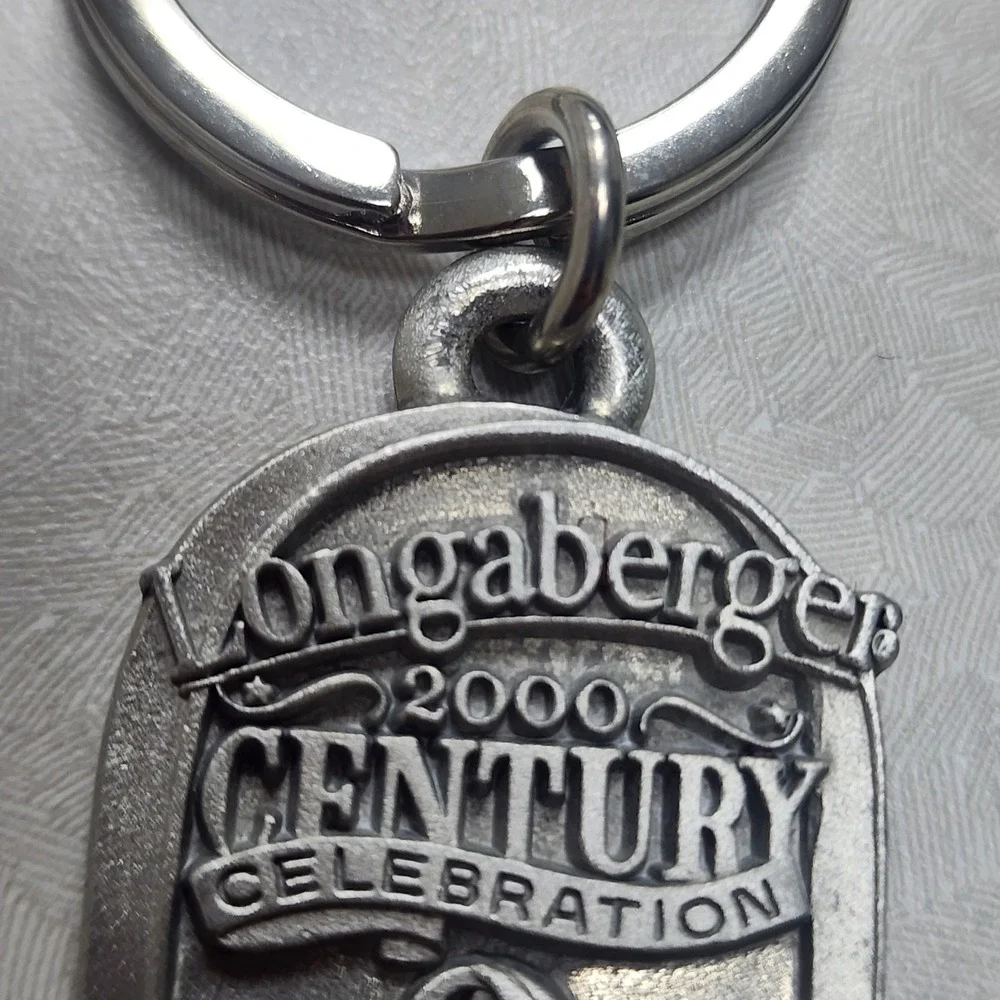 Longaberger Pewter Basket Key Chain 2000 Century Celebration New